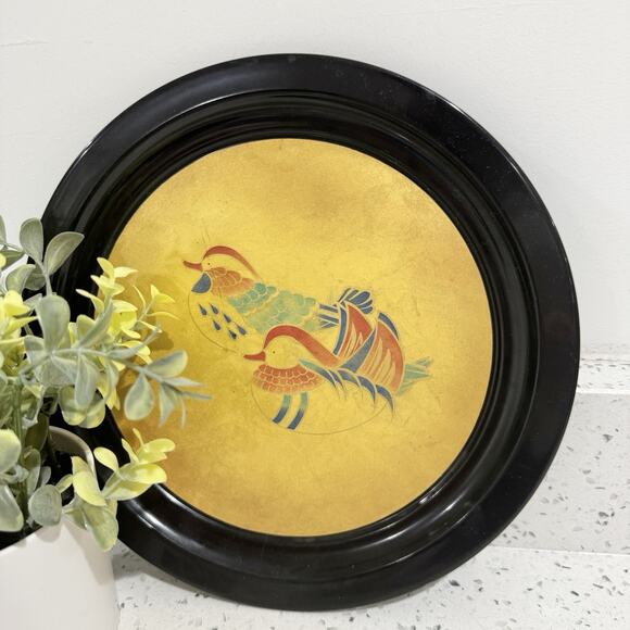Vintage Japanese Zohiko Signed Lacquer Ware Plate w/ Two Ducks Decoration Rare - Picture 1 of 5